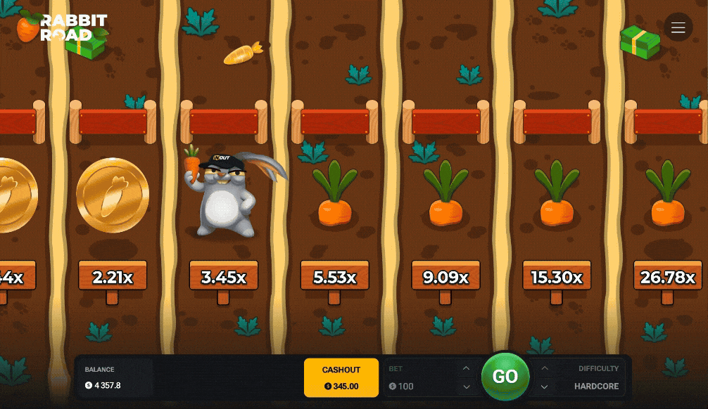 Animación Rabbit Road - Juego del conejo en acción Animación Rabbit Road - Juego del conejo en acción